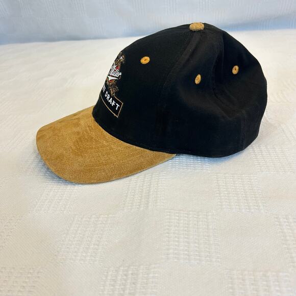 Miller Genuine Draft Snapback Hat Pigskin Suede Brim Logo Masters - Picture 3 of 10